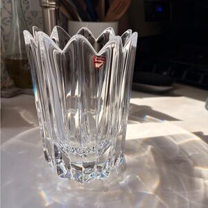 Orrefors Sweden Clear Crystal Vase - Scalloped Rim